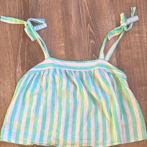 Tie-Sleeve Cabana Stripe Top